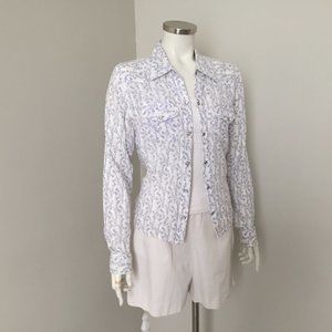 Sheer Lavender and white floral print cowgirl shirt by Mossimo  M